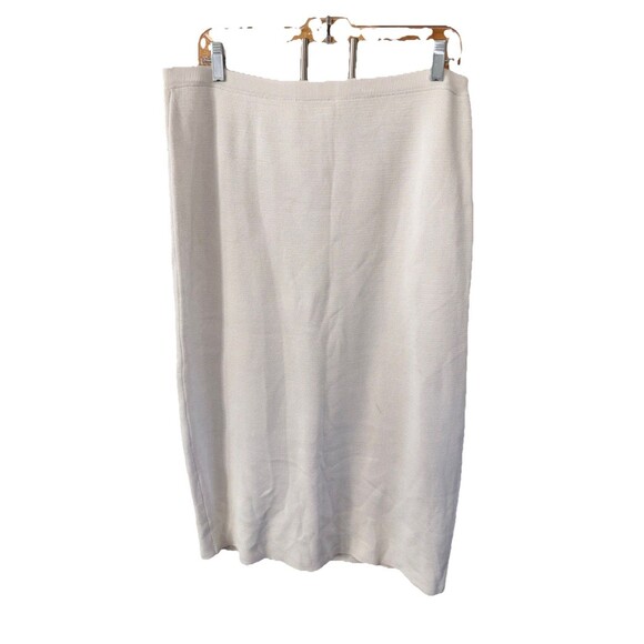 Eileen Fisher Midi Pencil Skirt L Knit Silk Organic cotton Gray Stretch - Picture 1 of 9